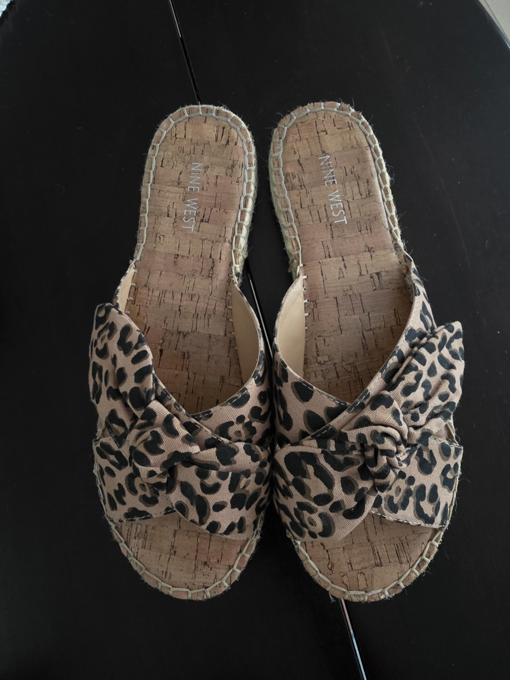 Nine West Leopard Print Espadrille Slide Sandals | Size10.0| Like New No Box